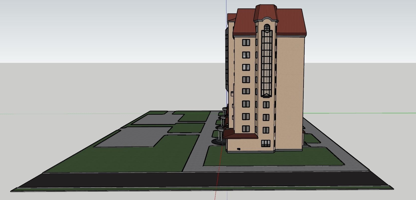 10-storey residential building Low-poly 3D model_3