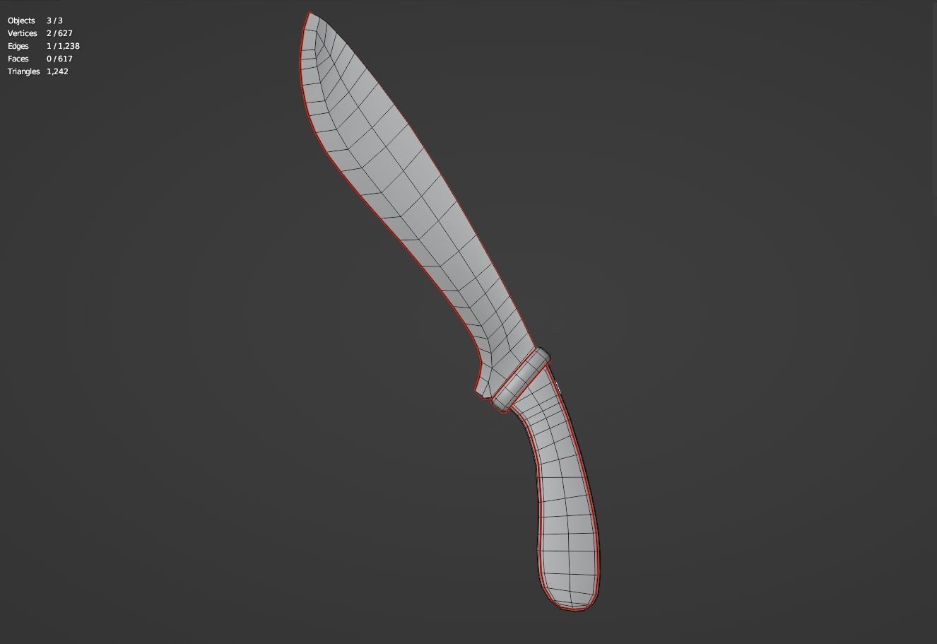 Machete Low-poly 3D model_1
