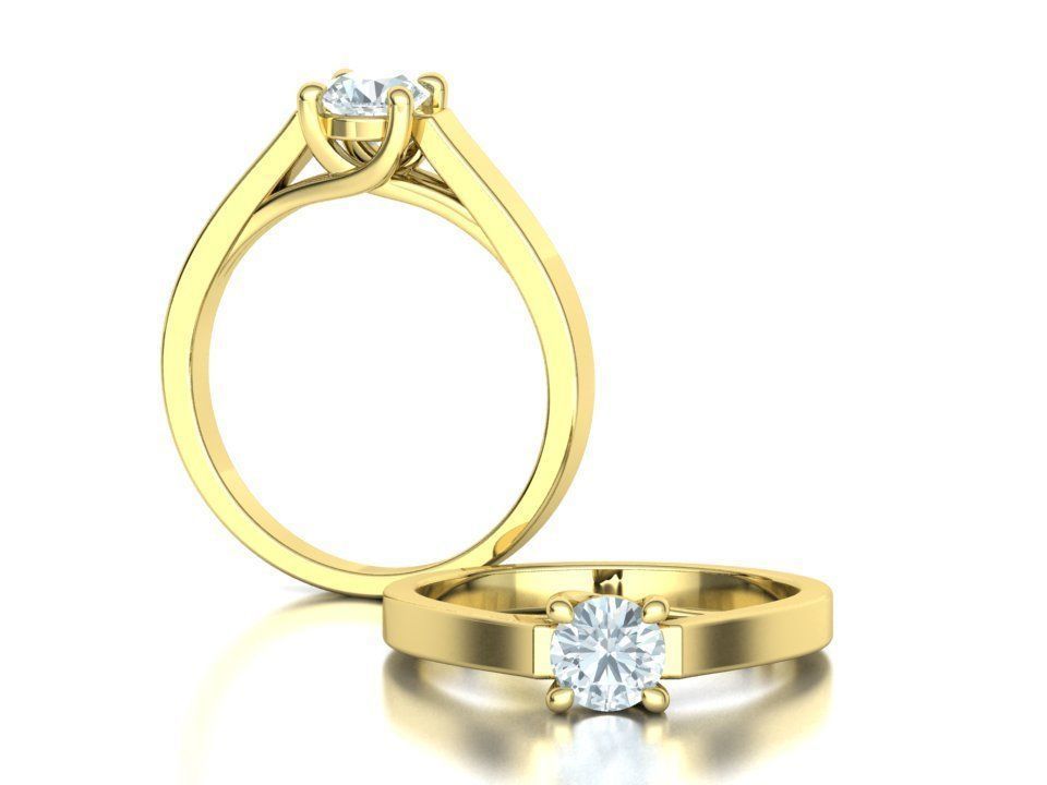 Solitaire Engagement Trellis Ring 5mm Diamond 3Dmodel 3D print model_5