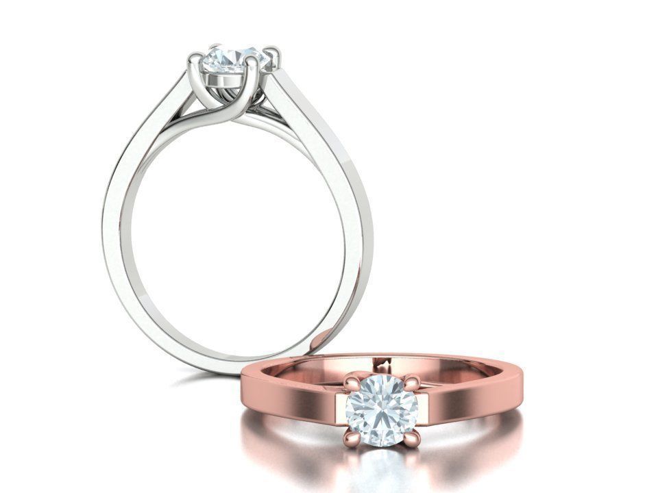 Solitaire Engagement Trellis Ring 5mm Diamond 3Dmodel 3D print model_2