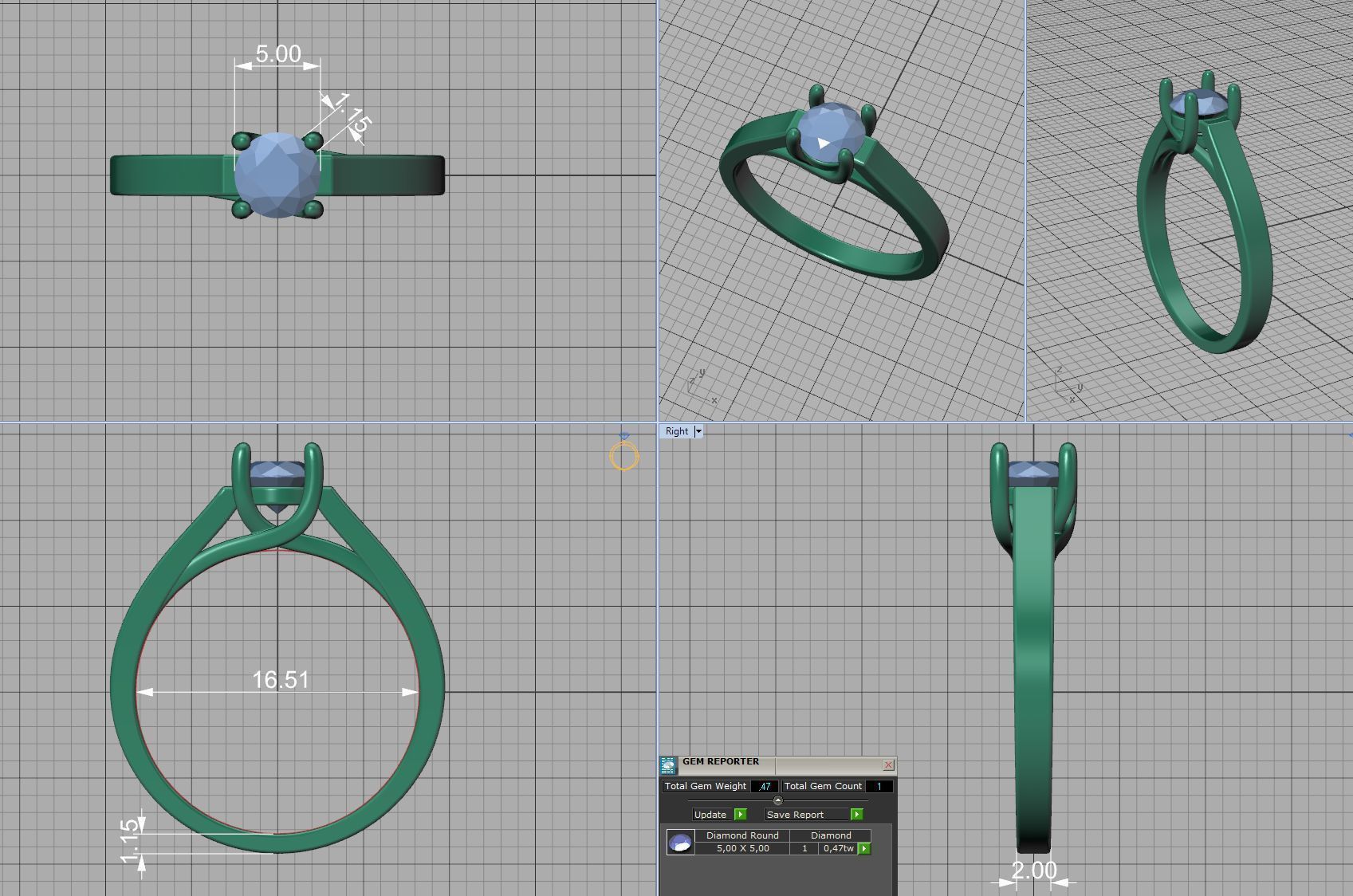 Solitaire Engagement Trellis Ring 5mm Diamond 3Dmodel 3D print model_7