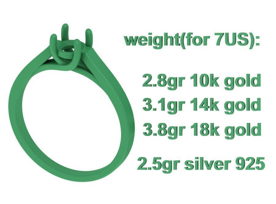 Solitaire Engagement Trellis Ring 5mm Diamond 3Dmodel 3D print model_9