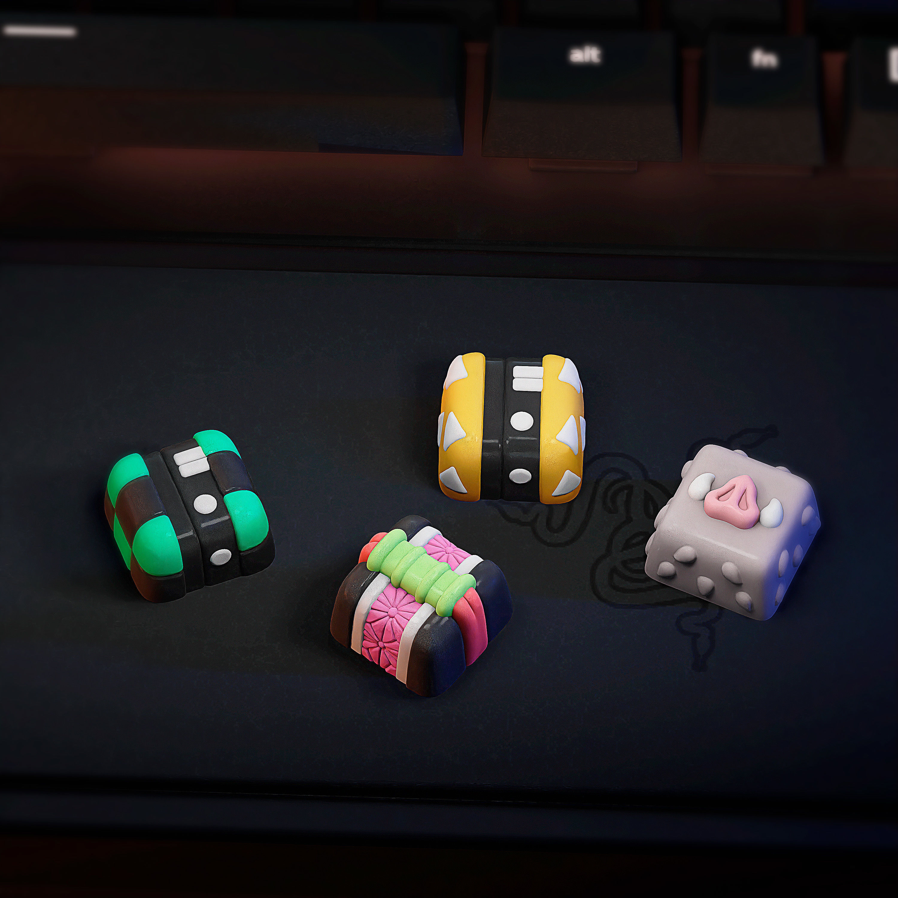 Demon Hunter minimalist v2 keycaps - Mechanical keyboard 3D model 3D printable | CGTrader
