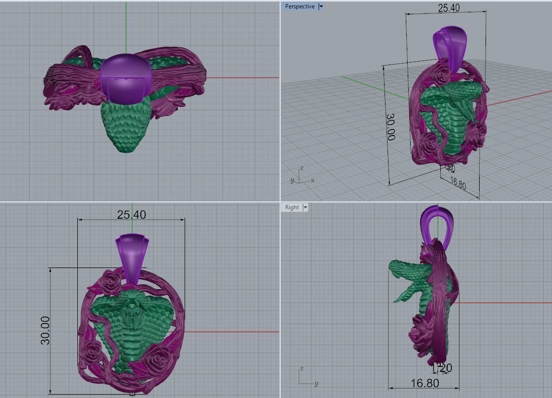 Pendant  Snake 3D print model_8