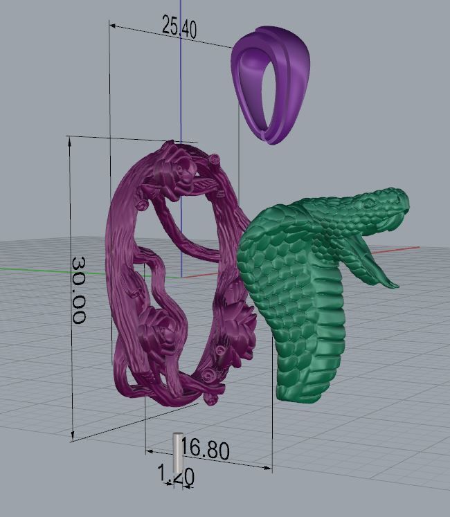 Pendant  Snake 3D print model_9