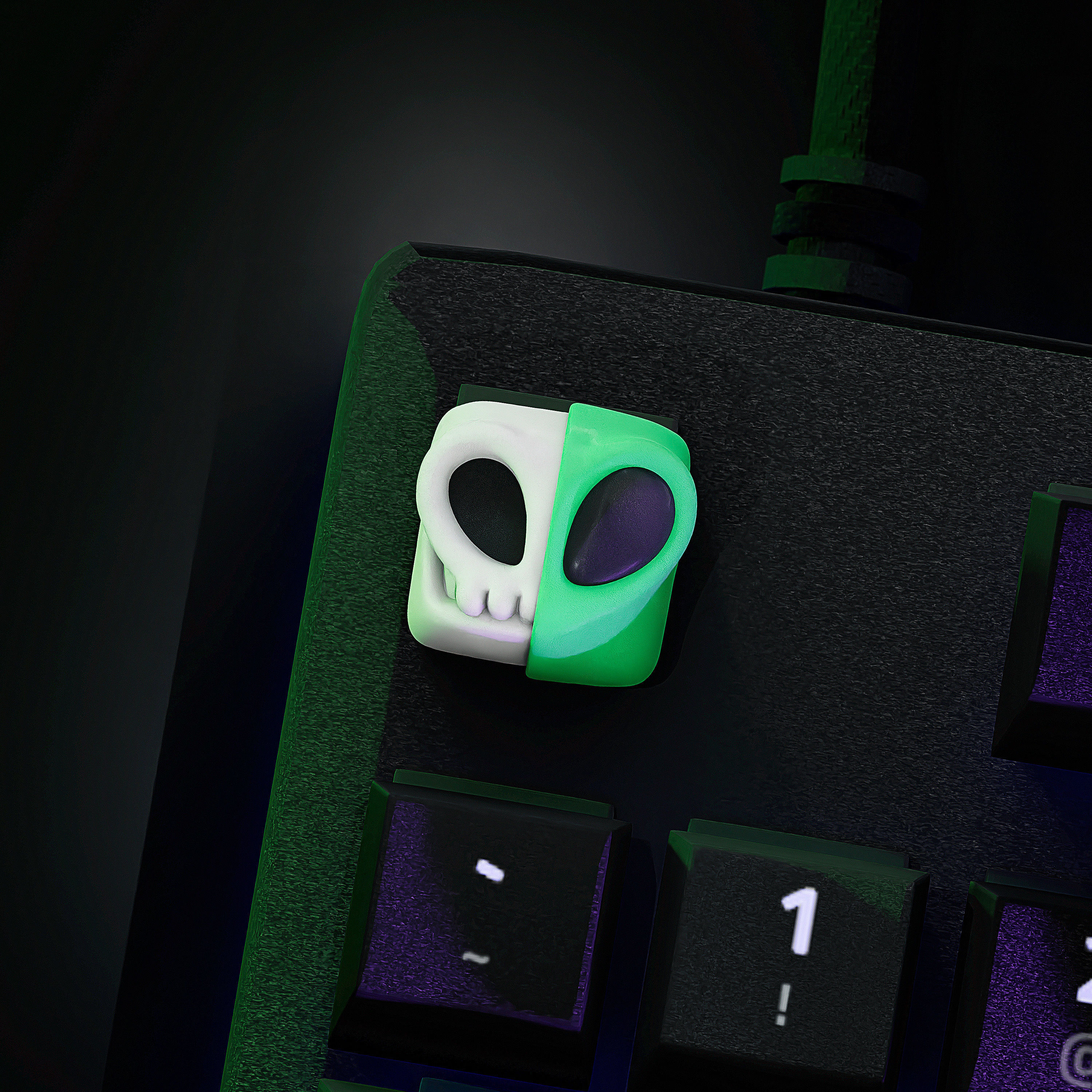 Half skull Alien - Mechanical Keyboard 3D print model_1