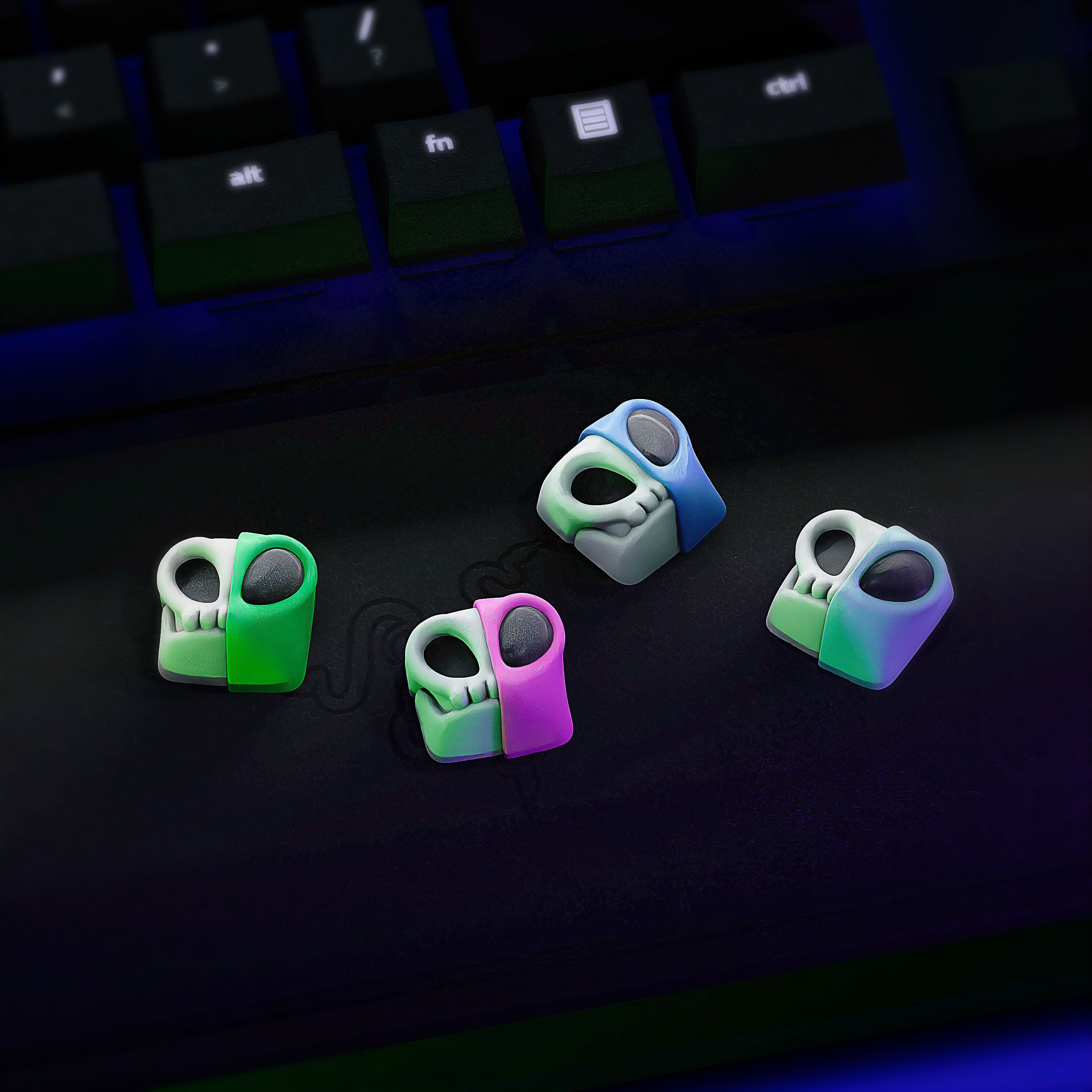 Half skull Alien - Mechanical Keyboard 3D print model_2