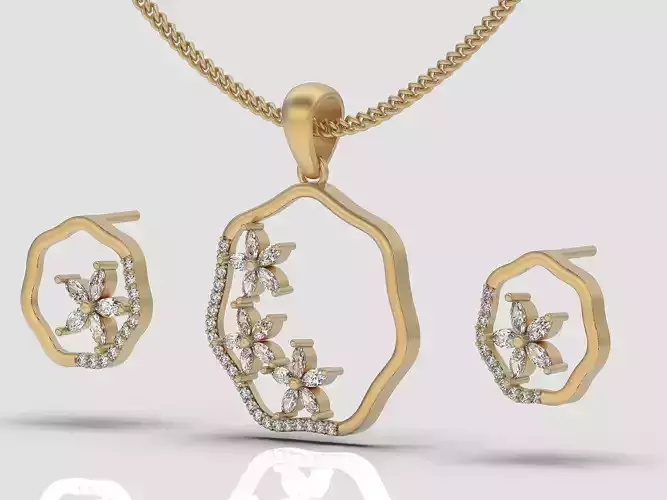 Lux earrings pendant leaves gold jewelry printable 3D model