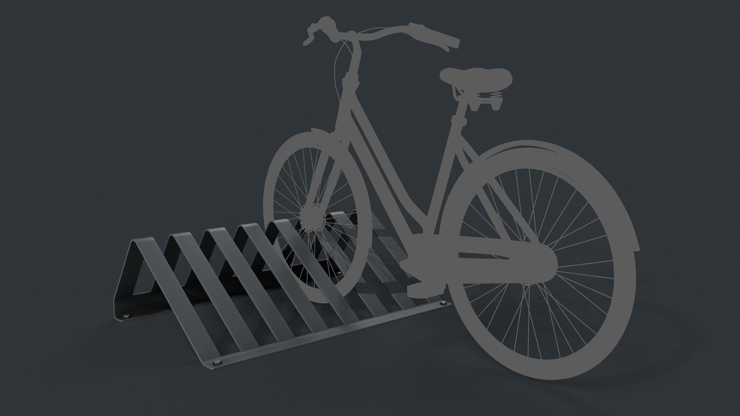 Bike Rack 13 PBR Game Ready Low-poly 3D model_2