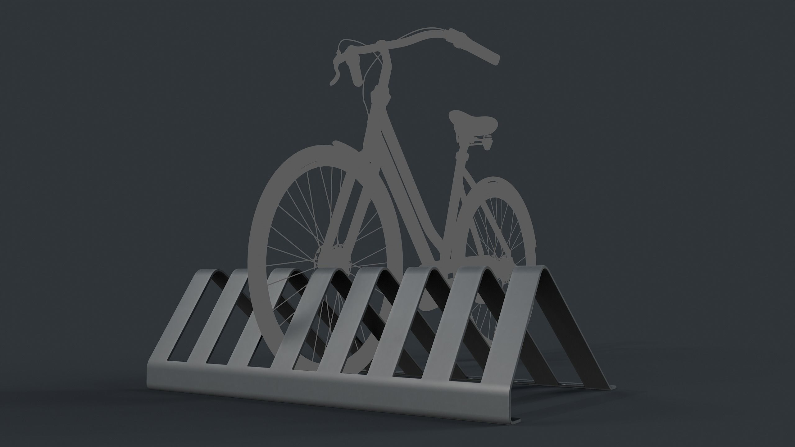 Bike Rack 13 PBR Game Ready Low-poly 3D model_3