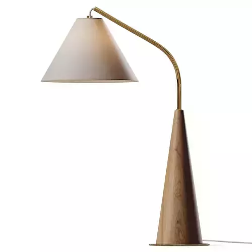 Gibson Metal and Natural Wood Table Lamp