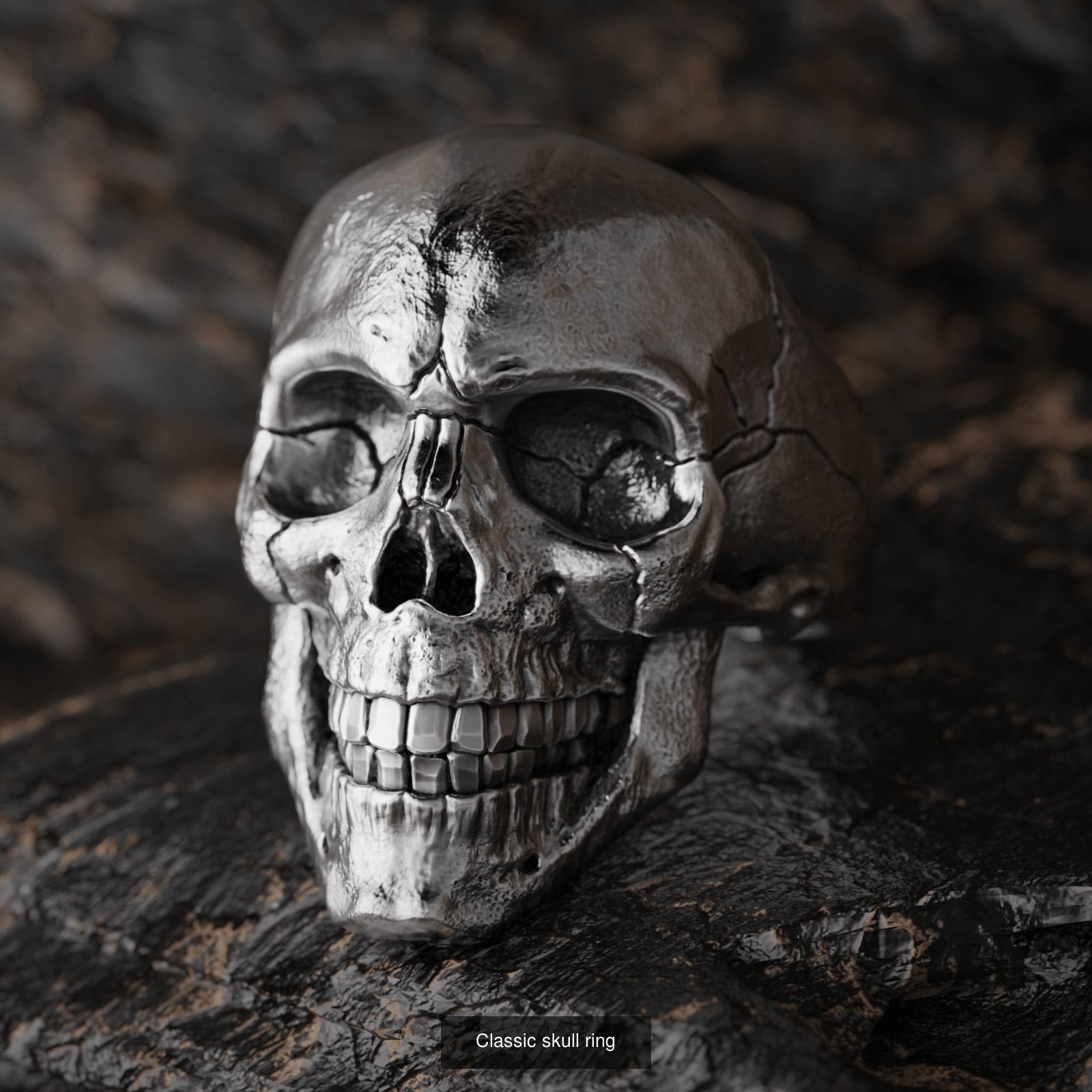 Skull rings with ring size chart 3D Model Collection_4