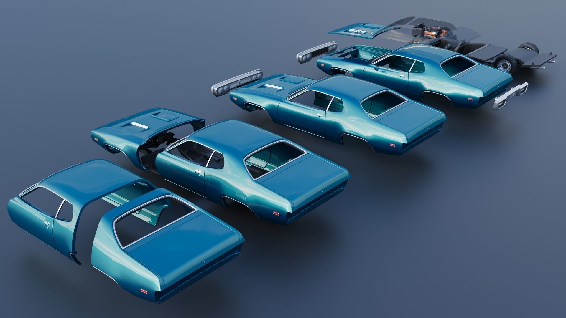 Plymouth Road Runner 1972 3D print model_18