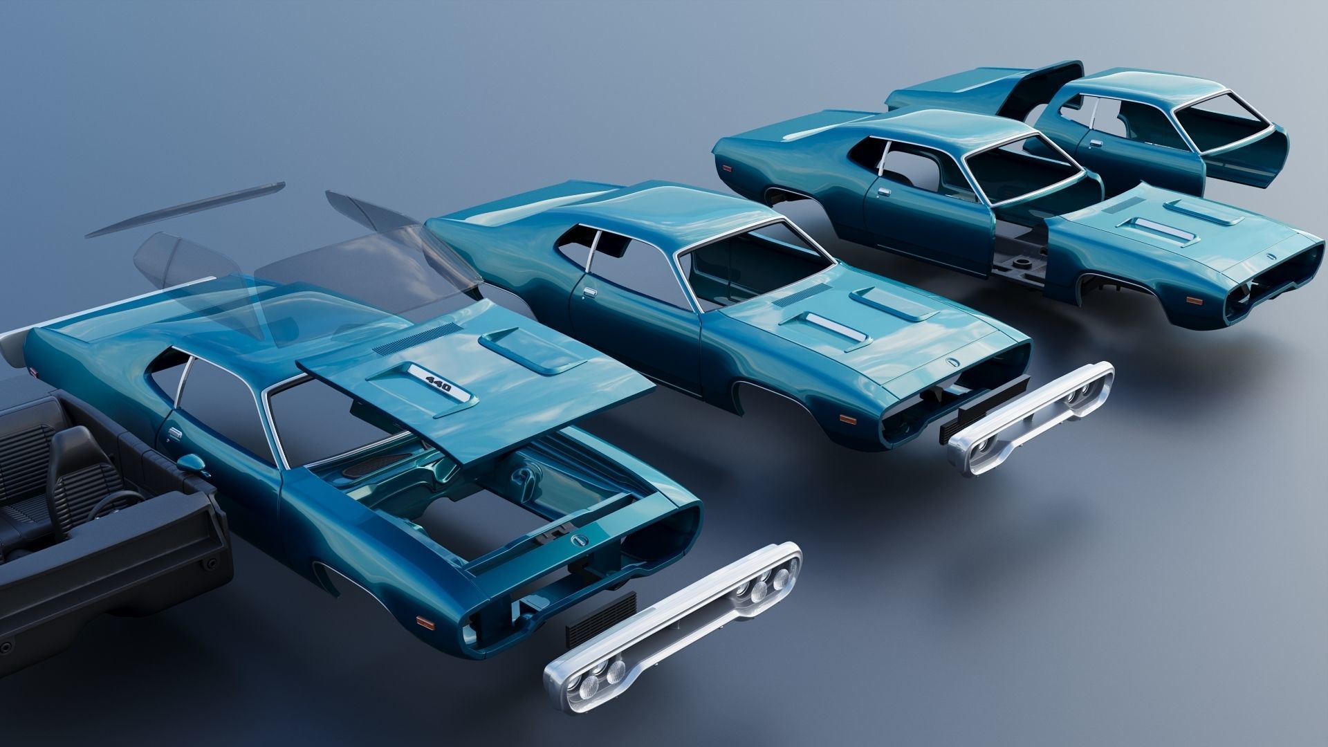 Plymouth Road Runner 1972 3D print model_21