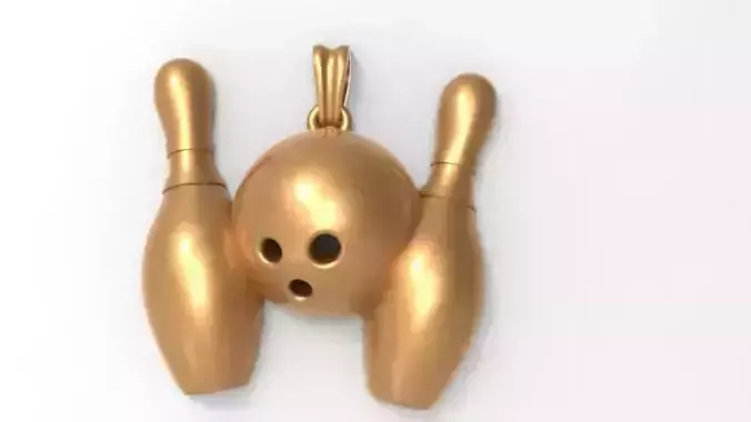 3D hollow  Bowling Ball and Pins Pendant Charm Necklace Jewelry 3D print model