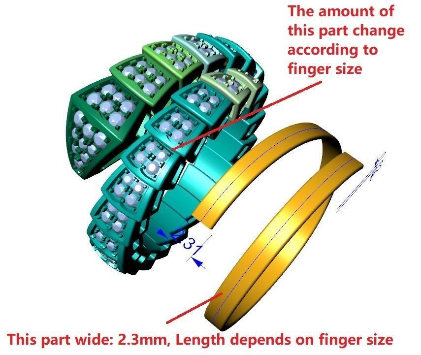 BVL snake ring ver2 3D print model_5