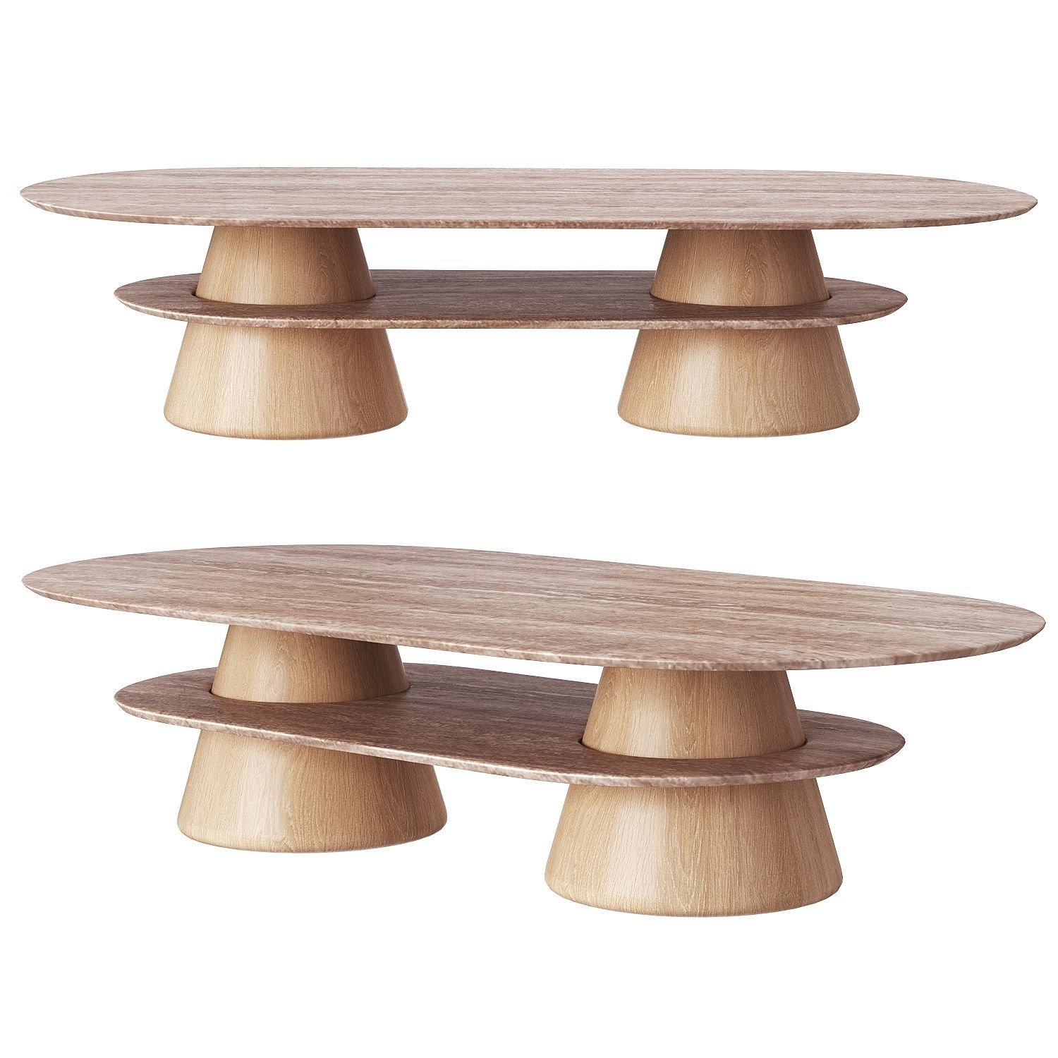 Pietra Oval Table Travertine 3D model_1