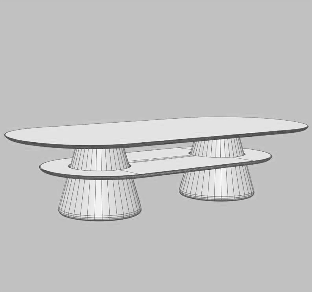 Pietra Oval Table Travertine 3D model_2