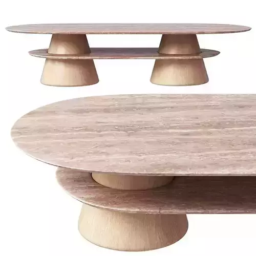 Pietra Oval Table Travertine