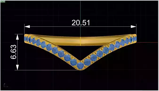 Ring Chevron Curve Print CAD