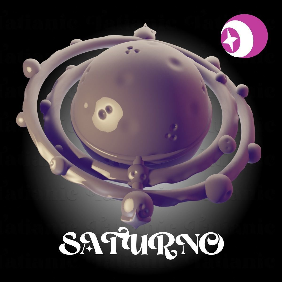 Saturno Giratorio - En el espacio 3D print model_14