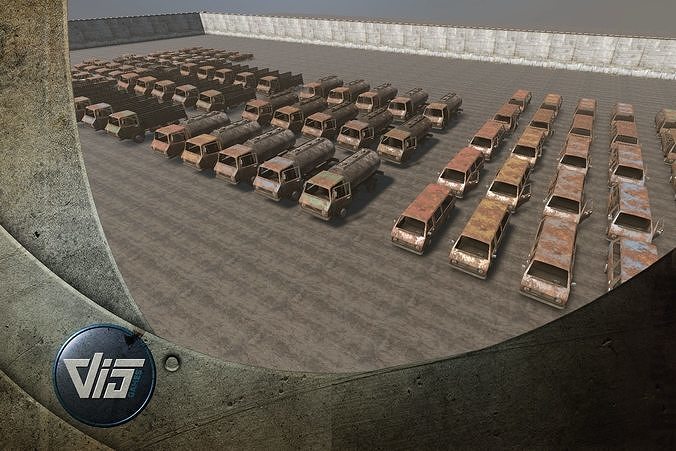 Damaged Old Vehicles - PBR Low-poly 3D model