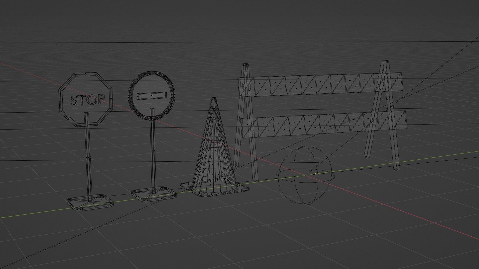 road work equipment Low-poly 3D model_8