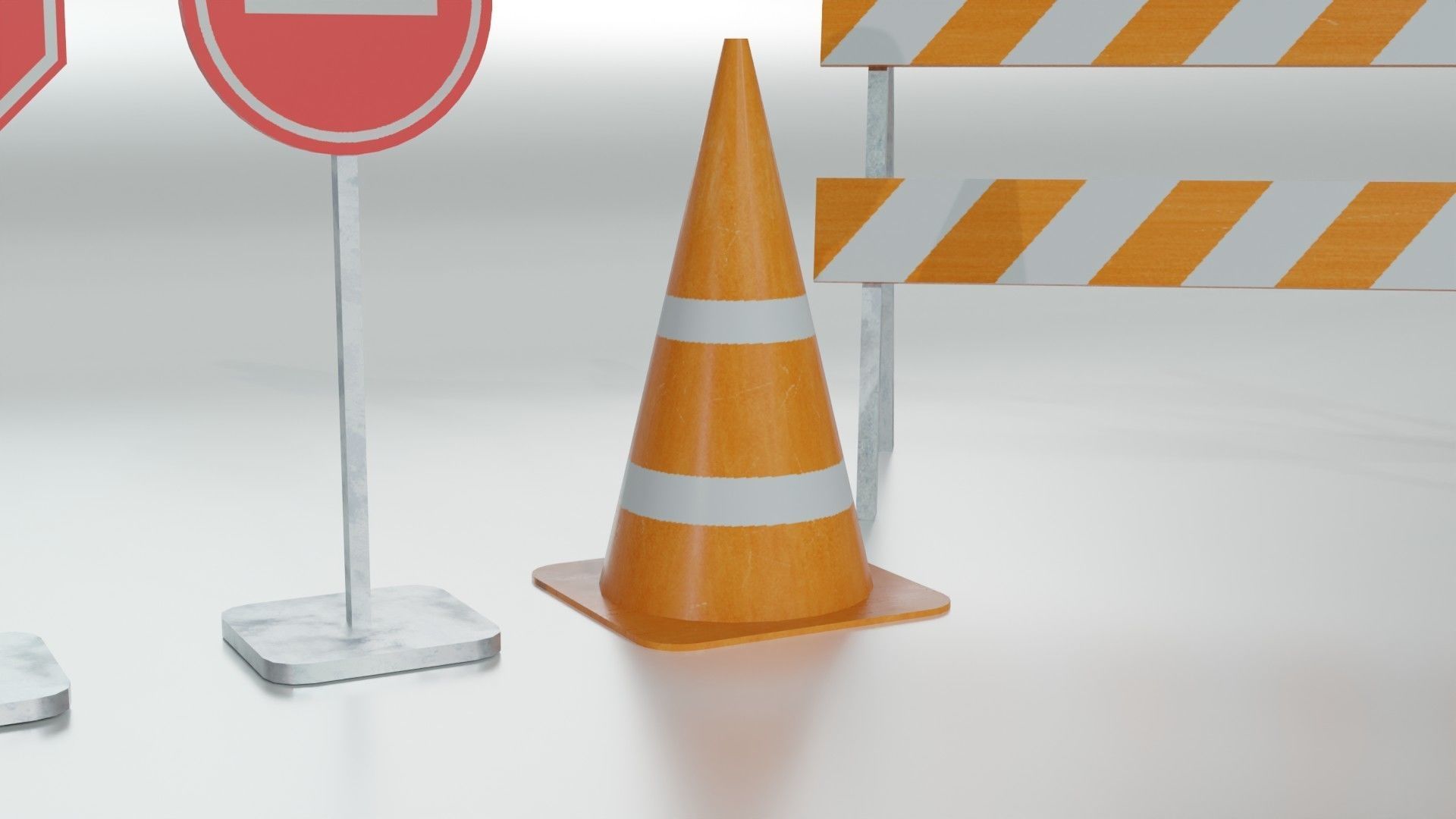 road work equipment Low-poly 3D model_3