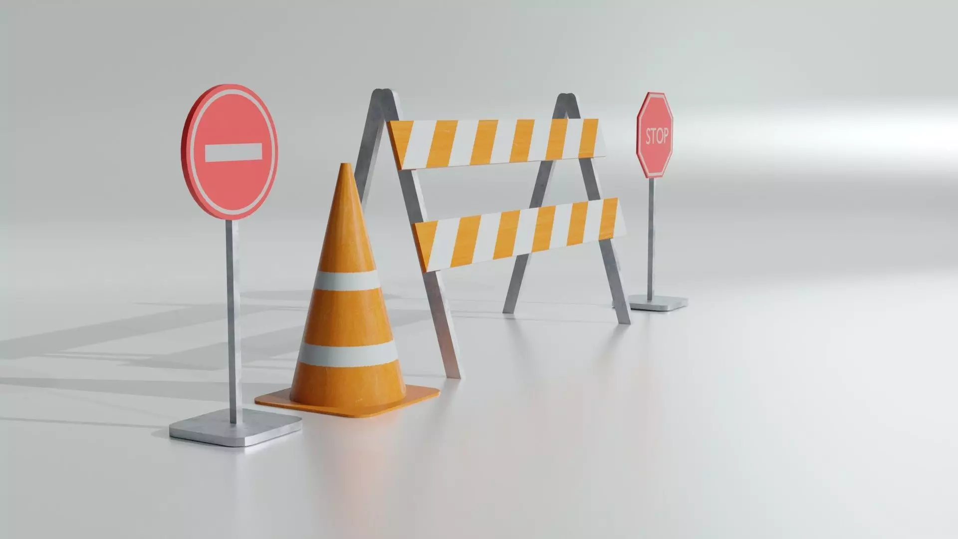 road work equipment Low-poly 3D model_0