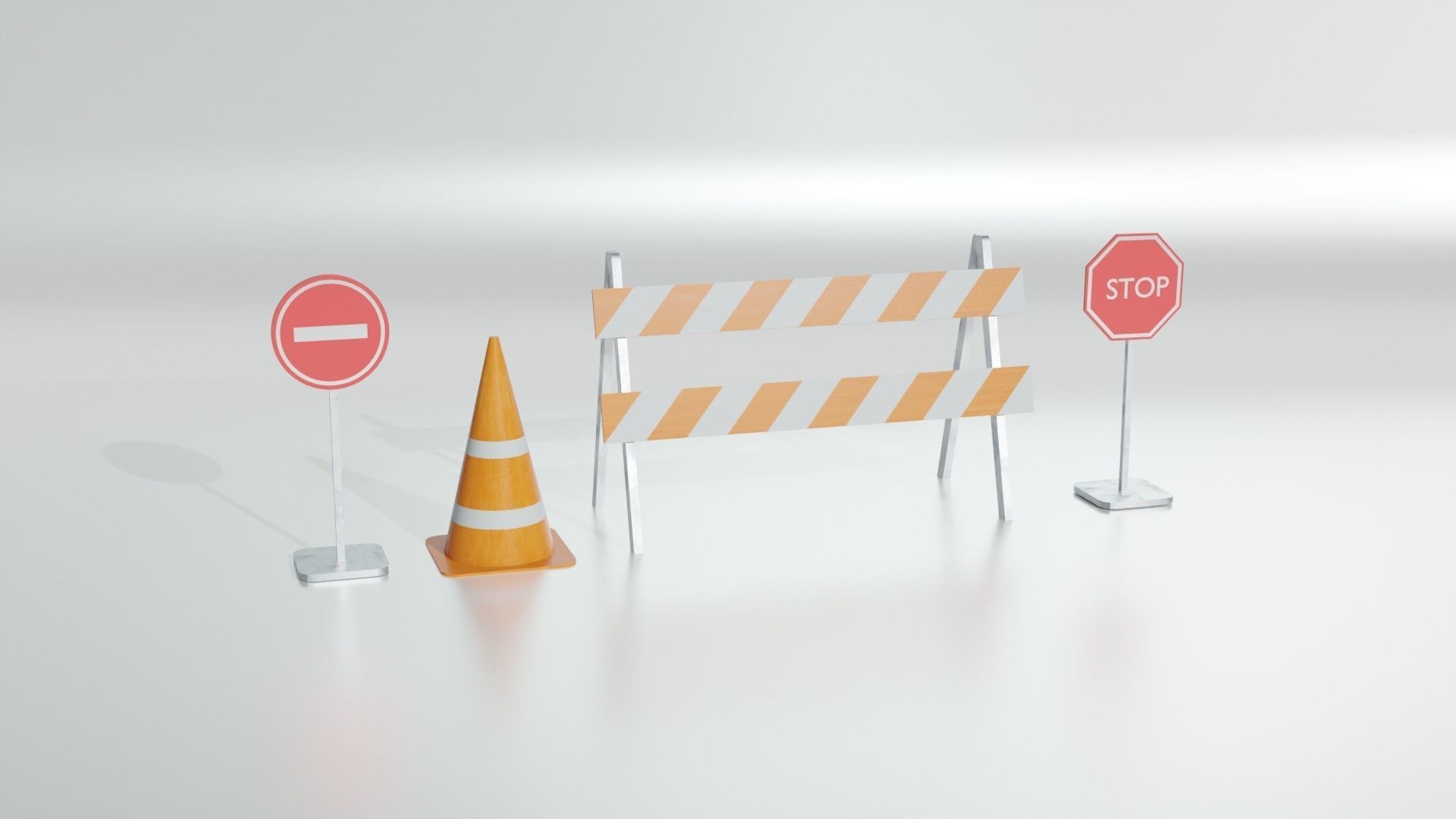road work equipment Low-poly 3D model_1