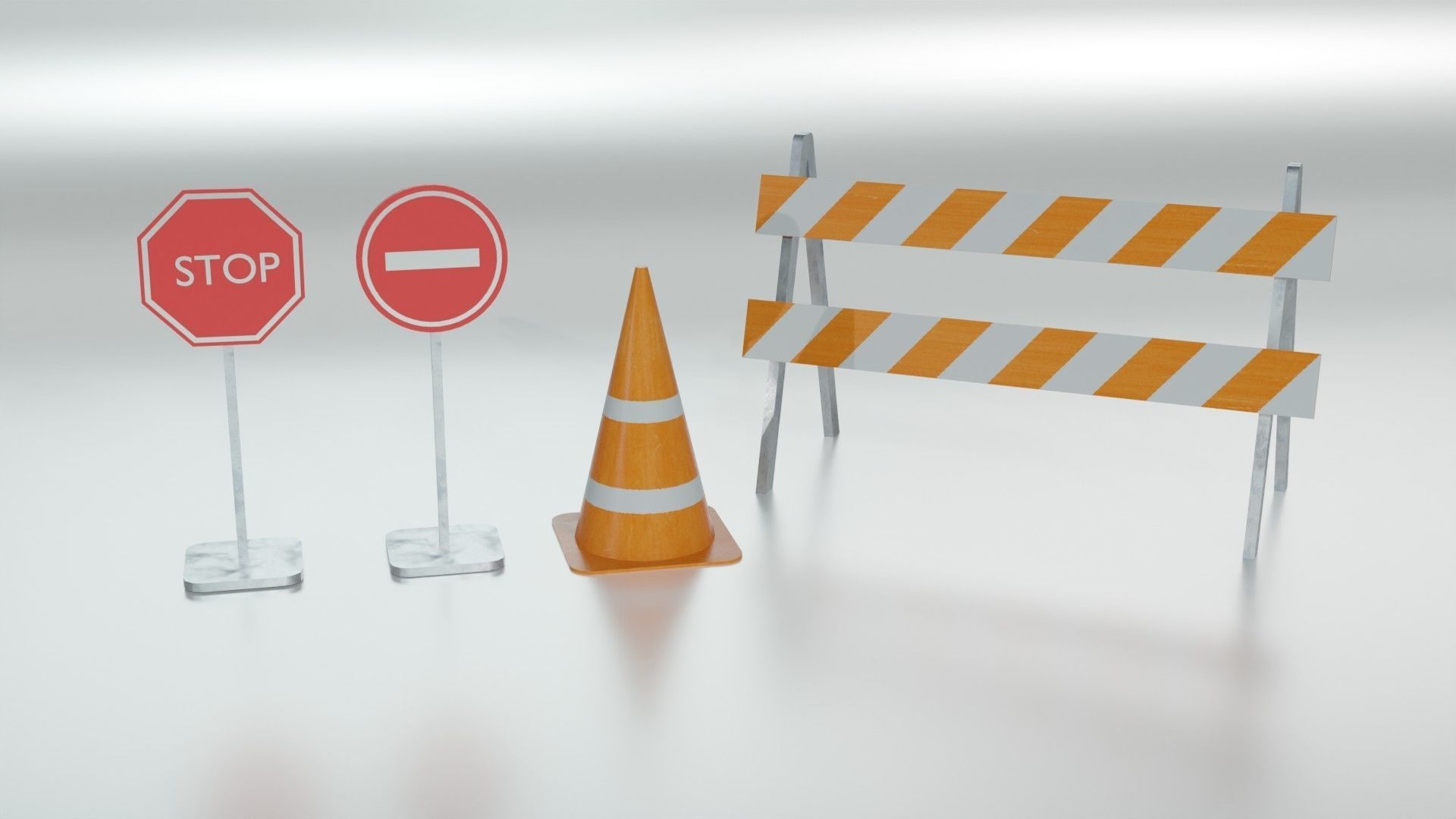 road work equipment Low-poly 3D model_2