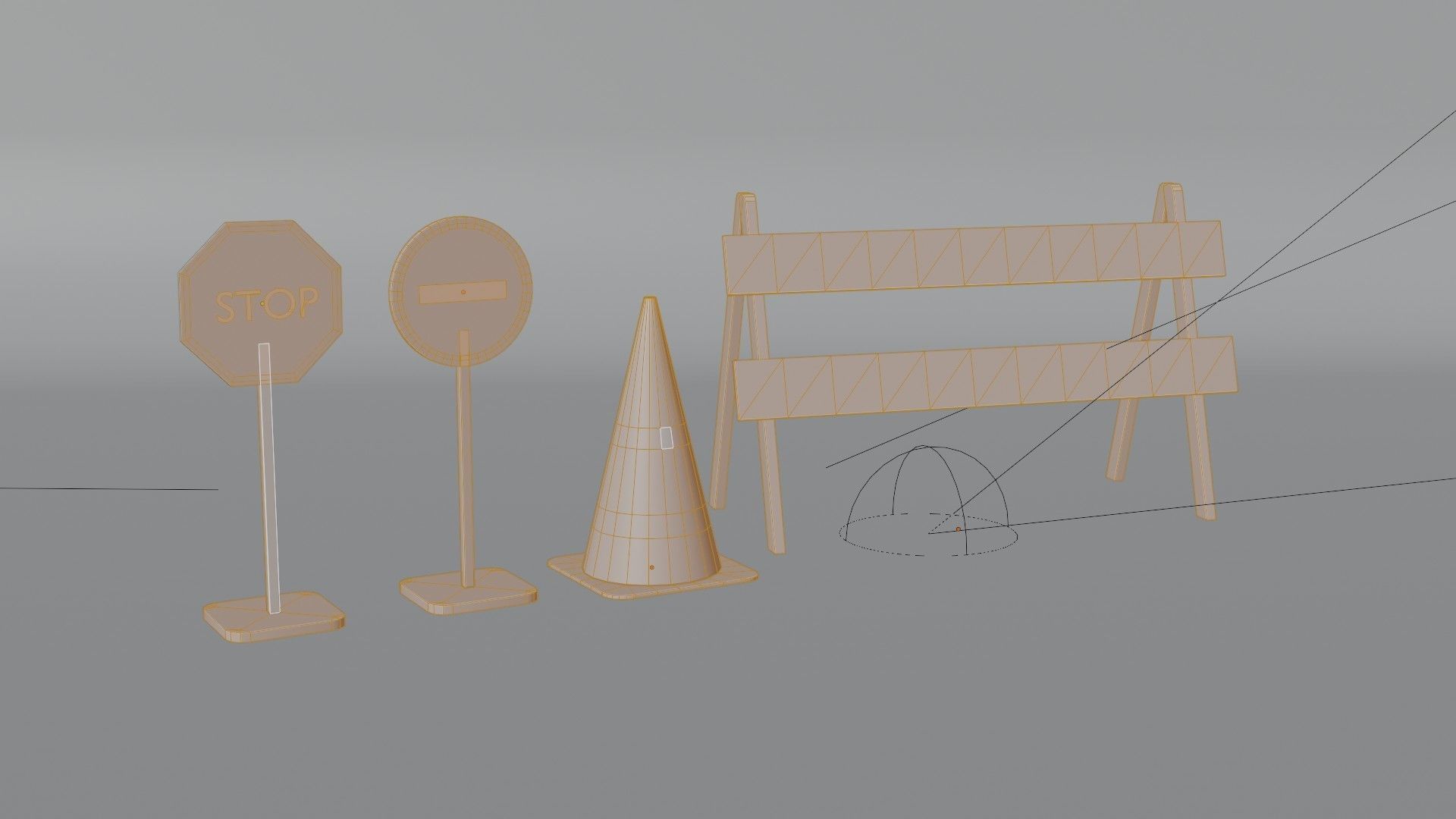 road work equipment Low-poly 3D model_7