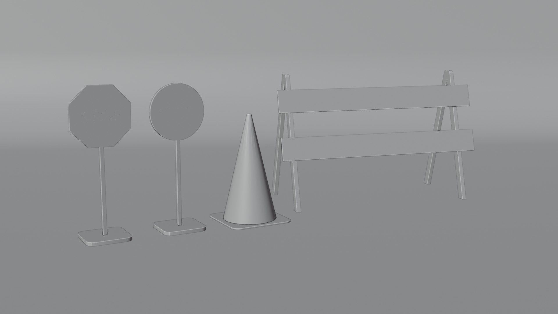 road work equipment Low-poly 3D model_6