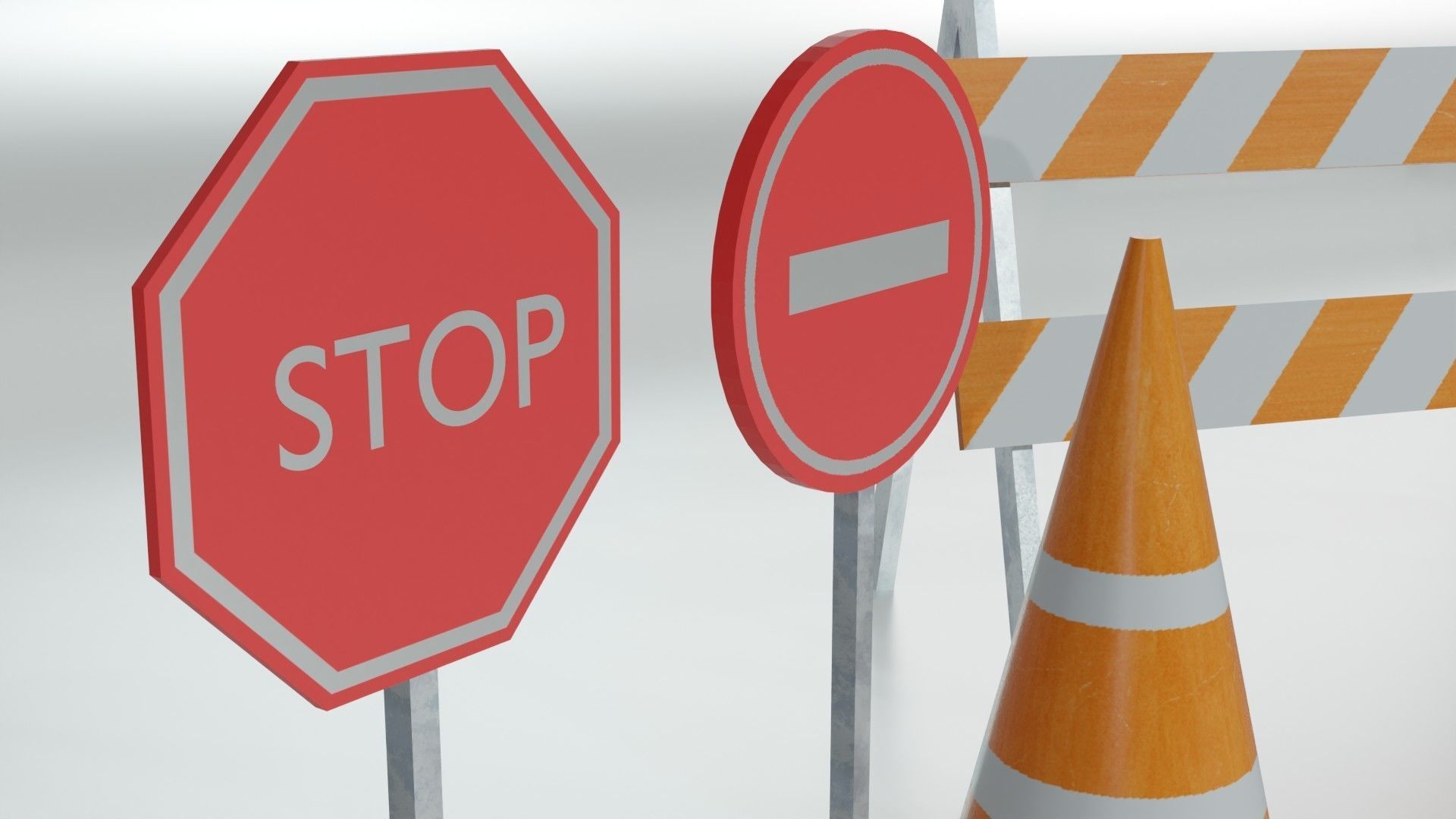 road work equipment Low-poly 3D model_4