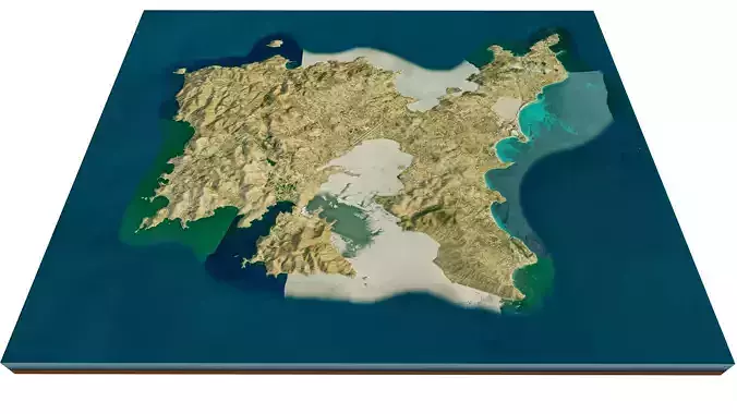Lemnos Island 3d model terrain Low-poly 3D model