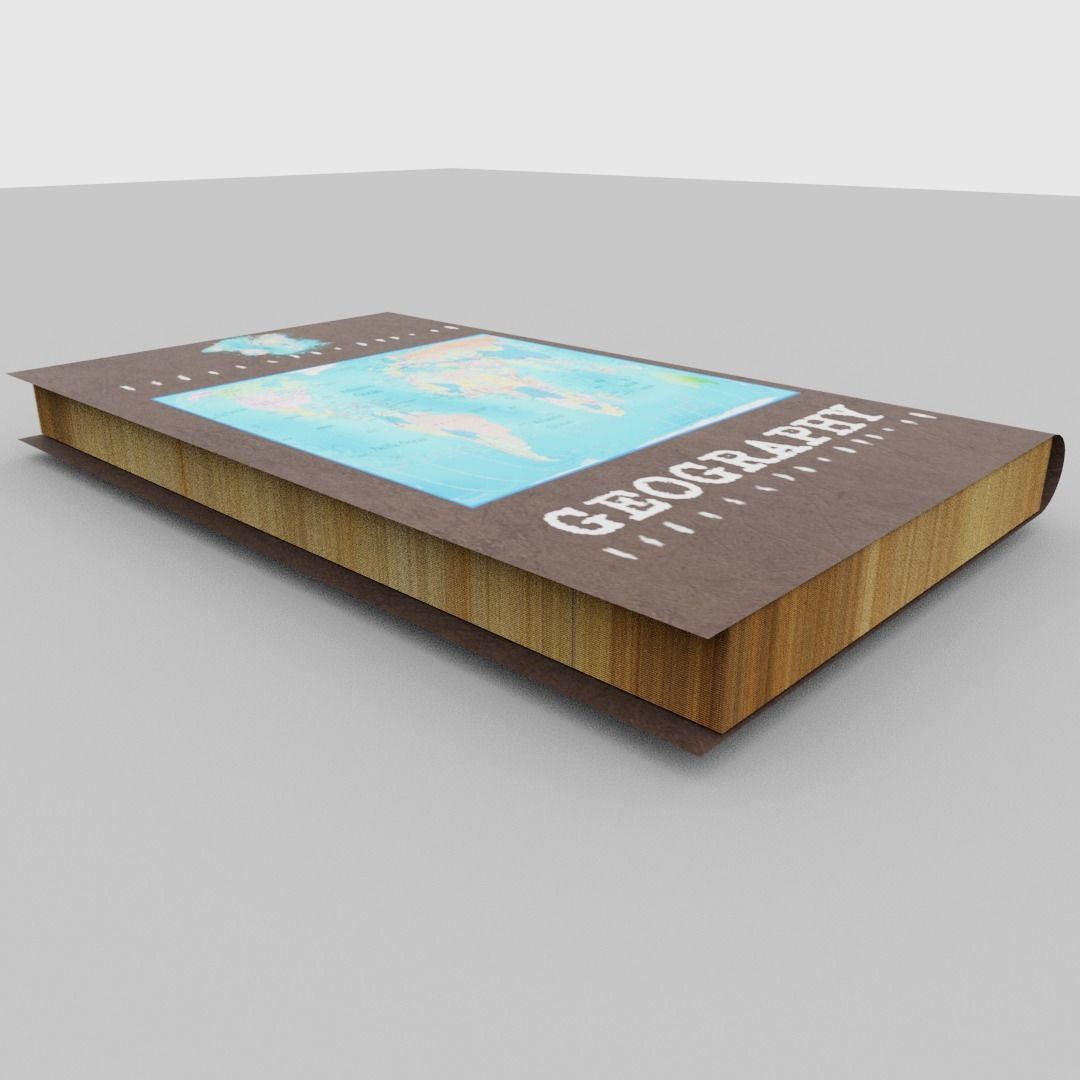 Geography book Low-poly 3D model_4