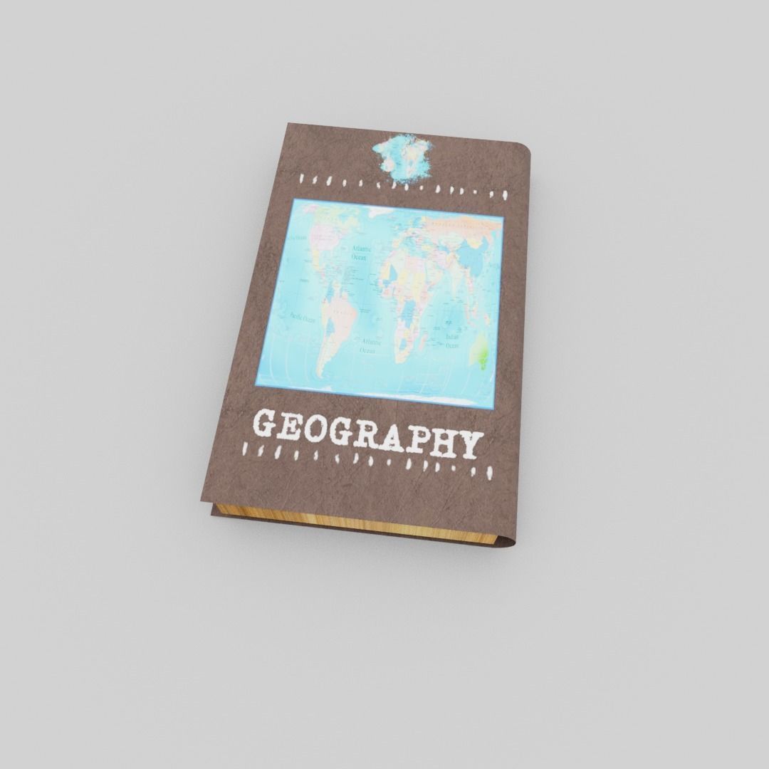 Geography book Low-poly 3D model_1