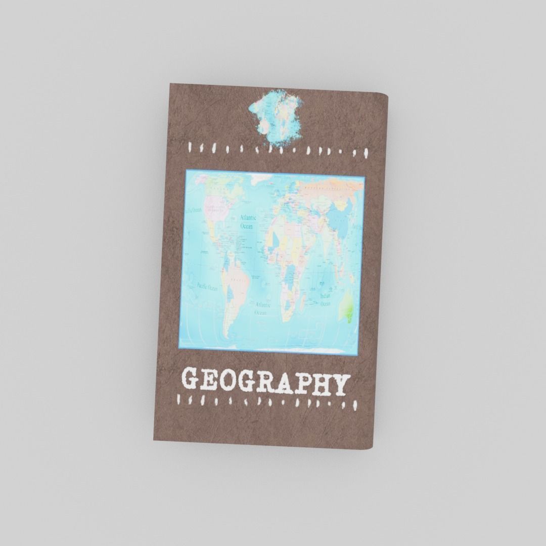 Geography book Low-poly 3D model_3