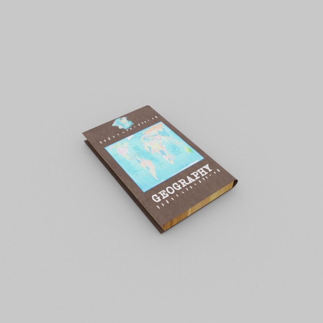 Geography book Low-poly 3D model_2