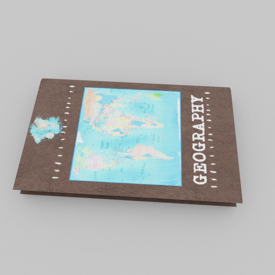 Geography book Low-poly 3D model_5