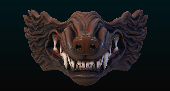 Wolf Mask lowpoly 8k baked textures 3D print model