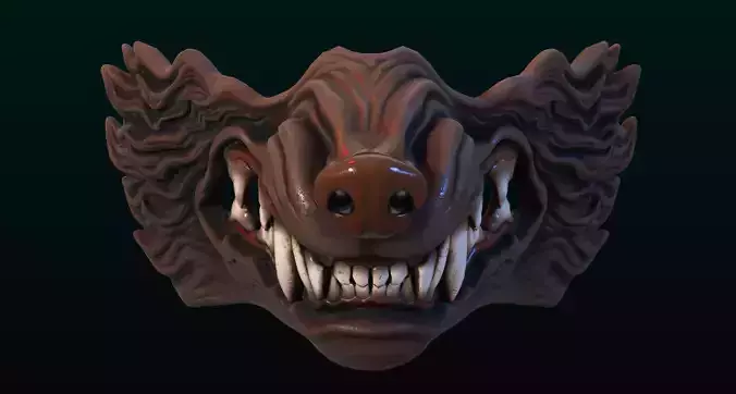 Wolf Mask lowpoly 8k baked textures