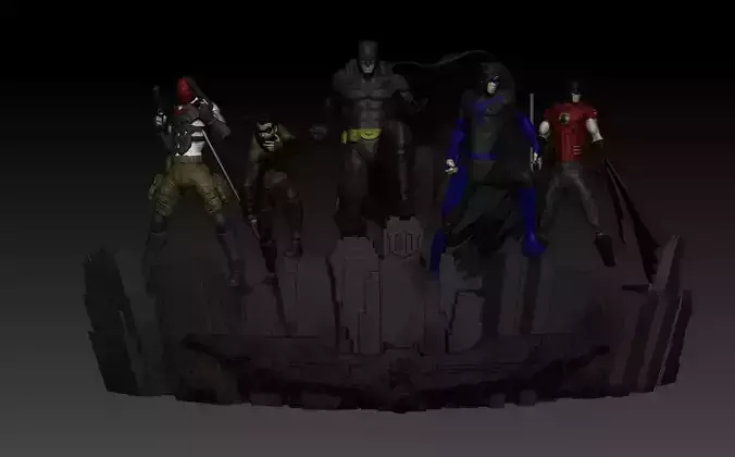 Bat Nest Batman Nightwing Red Hood Red Robin Demian Wayne 3D print model