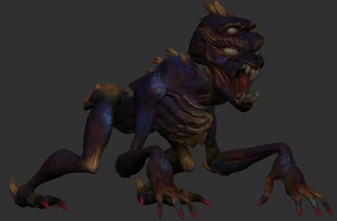 Alien Monster Demon Creature for Games and Animation Basic Rig 3D model_0