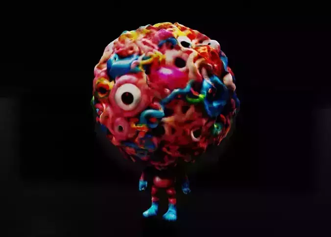 Whimsical Froot Loop Monster - Adorable 3D Character Model Low-poly 3D model