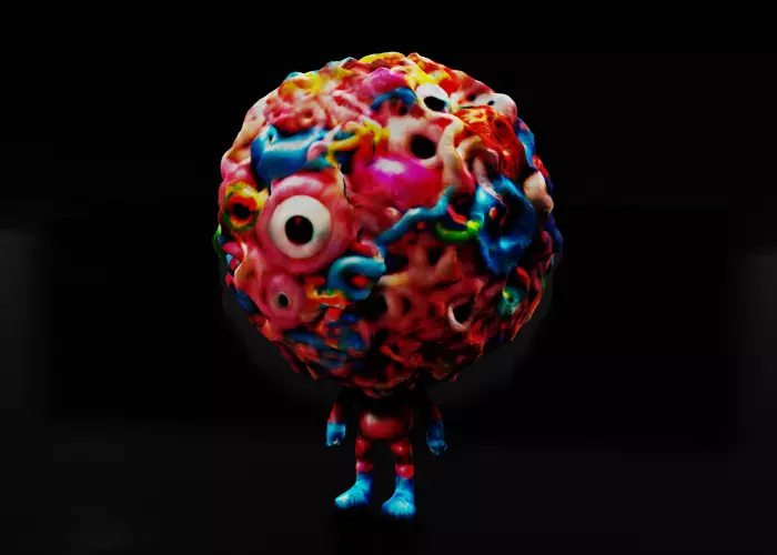Whimsical Froot Loop Monster - Adorable 3D Character Model Low-poly 3D model