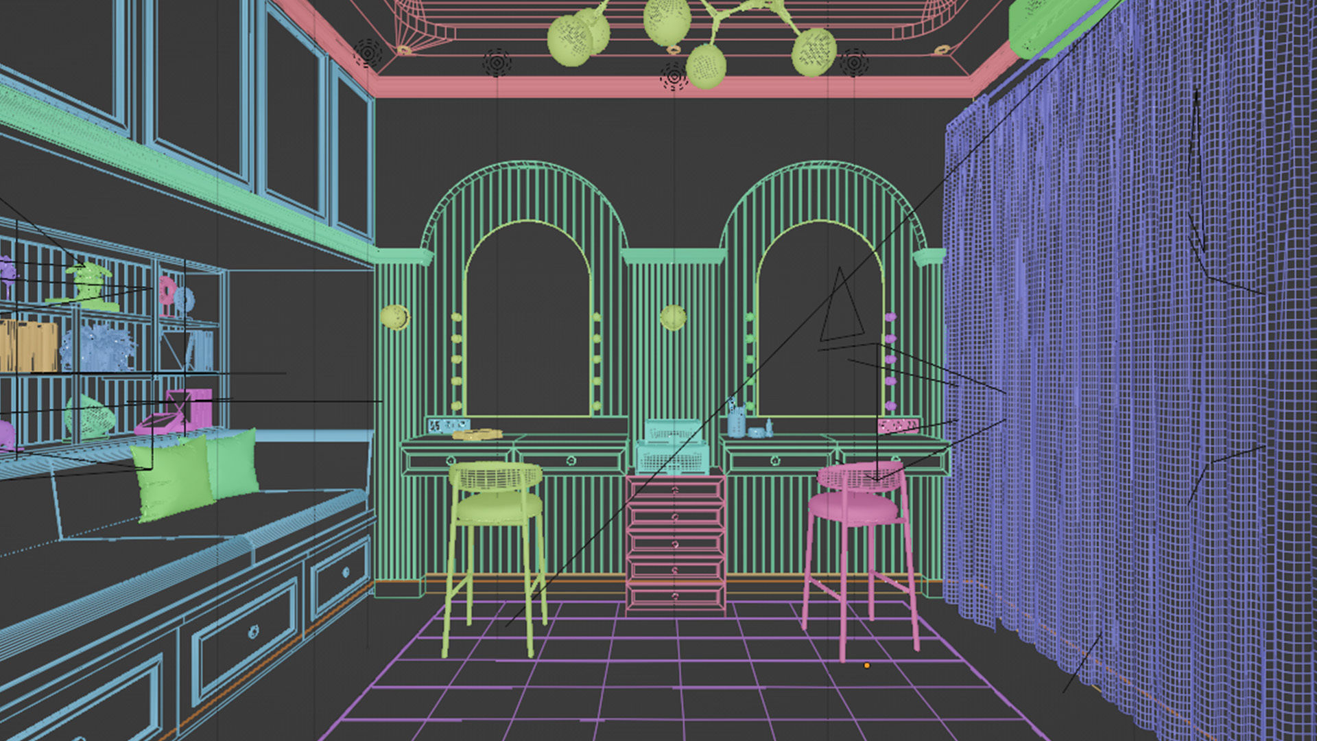 Studio MakeUp Salon Blender - Fbx - Obj 3D model_7