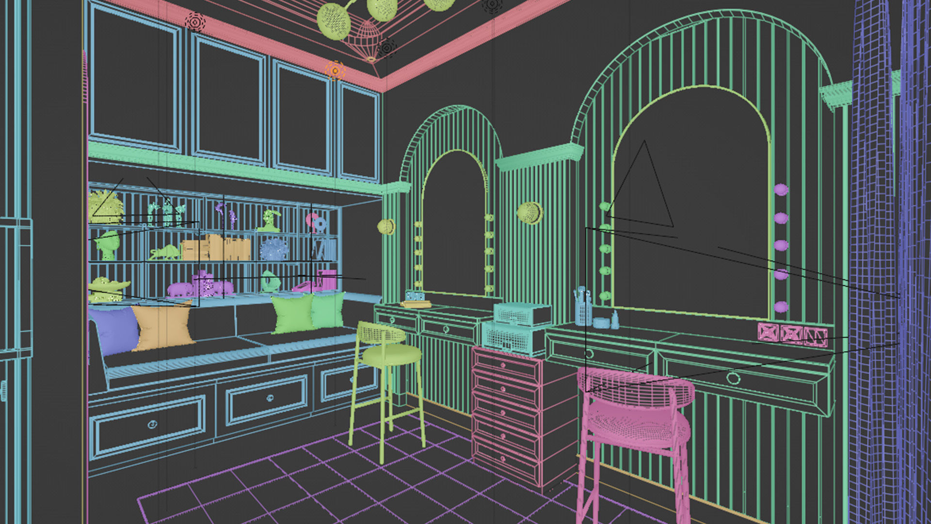 Studio MakeUp Salon Blender - Fbx - Obj 3D model_5