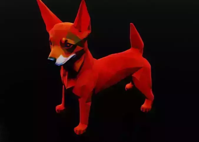 Geometric Elegance - Low Poly Red Chihuahua Sculpture
