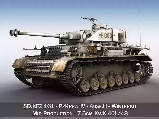 PzKpfw IV - Panzer 4 - Ausf H - Winter 3D model PzKpfw IV - Panzer 4 - Ausf H - Winter 3D model